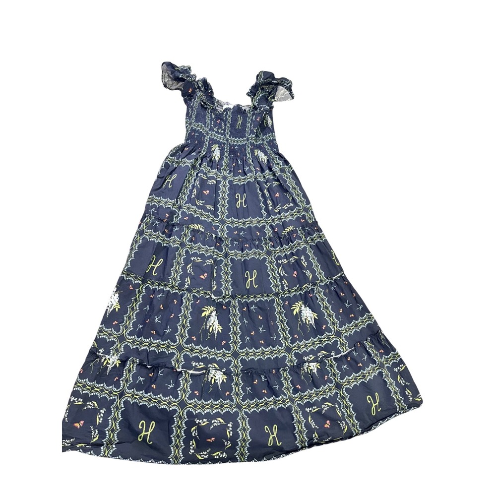 Hill House Home Ellie Nap Dress M Pastel Trellis Smocked Cotton Midi Dress - Picture 2 of 12
